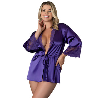 Magic Silk Satin Purple Petals Robe
