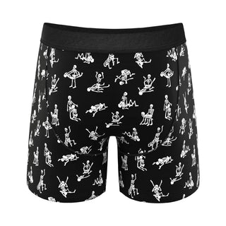 Shinesty The Bare Back Bones Glow-in-the-Dark Skeletons Print Moisture Wicking Boxers