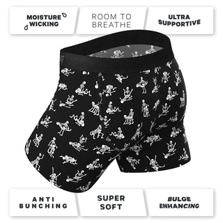 Shinesty The Bare Back Bones Glow-in-the-Dark Skeletons Print Moisture Wicking Boxers