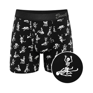 Shinesty The Bare Back Bones Glow-in-the-Dark Skeletons Print Moisture Wicking Boxers