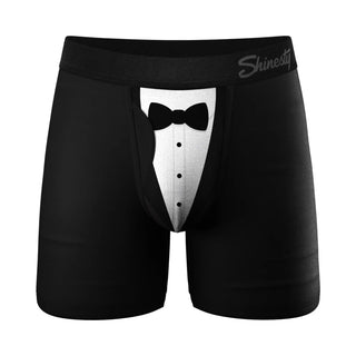 Shinesty The 009 Black Tuxedo Print Moisture Wicking Ball Hammock Pouch Underwear with Fly