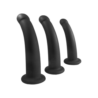 Trio Deluxe Curved 3-Piece Graduated Size Silicone Harnessable Dildo Training Kit