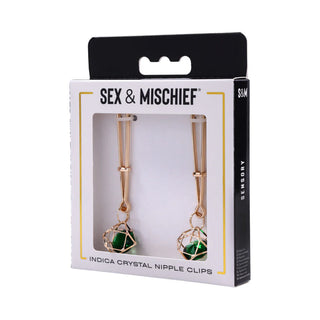 Sportsheets Sex & Mischief Indica Green Crystal Adjustable Nipple Clamps