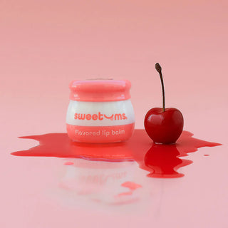 Sweetums Cherry Flavored Vegan Lip Balm With Built-in Mirror & Applicator