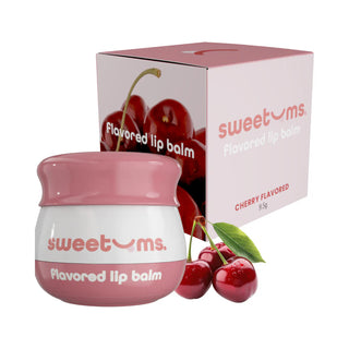 Sweetums Cherry Flavored Vegan Lip Balm With Built-in Mirror & Applicator