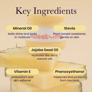 Sweetums Pineapple Flavored Vegan Lip Balm With Built-in Mirror & Applicator