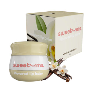 Sweetums Vanilla Flavored Vegan Lip Balm With Built-in Mirror & Applicator