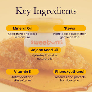 Sweetums Honey  Flavored Vegan Lip Balm With Built-in Mirror & Applicator