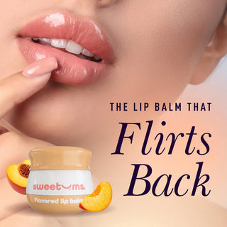 Sweetums Peach Flavored Vegan Lip Balm With Built-in Mirror & Applicator