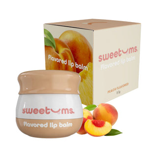 Sweetums Peach Flavored Vegan Lip Balm With Built-in Mirror & Applicator