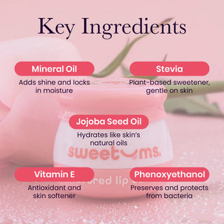 Sweetums Sweet Rose Flavored Vegan Lip Balm With Built-in Mirror & Applicator