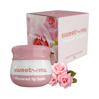 Sweetums Sweet Rose Flavored Vegan Lip Balm With Built-in Mirror & Applicator