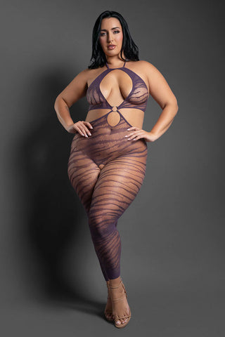 Fantasy Lingerie Sheer Set Me Free Footless Open-Crotch Halter Bodystocking
