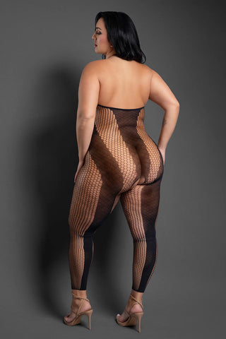 Fantasy Lingerie Sheer Make Your Move Footless Open-Crotch Halter Bodystocking