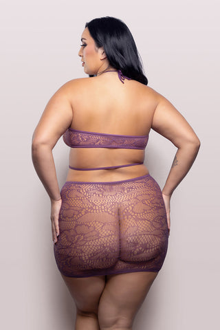 Fantasy Lingerie Vixen Focus On Me Cut-Out Halter Dress Purple Wisteria