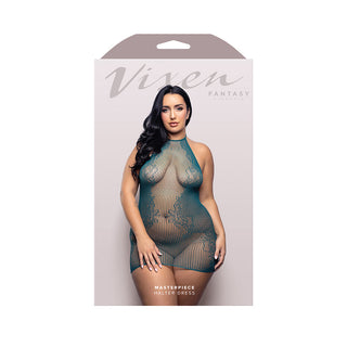 Fantasy Lingerie Vixen Masterpiece Halter Tie Dress Dark Teal