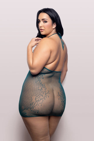 Fantasy Lingerie Vixen Masterpiece Halter Tie Dress Dark Teal