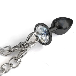 Nixie Metal Butt Plug & Attached Furry Handcuff Set Medium
