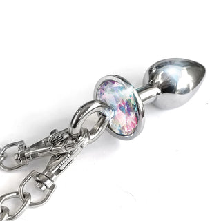 Nixie Metal Butt Plug & Attached Furry Handcuff Set Medium