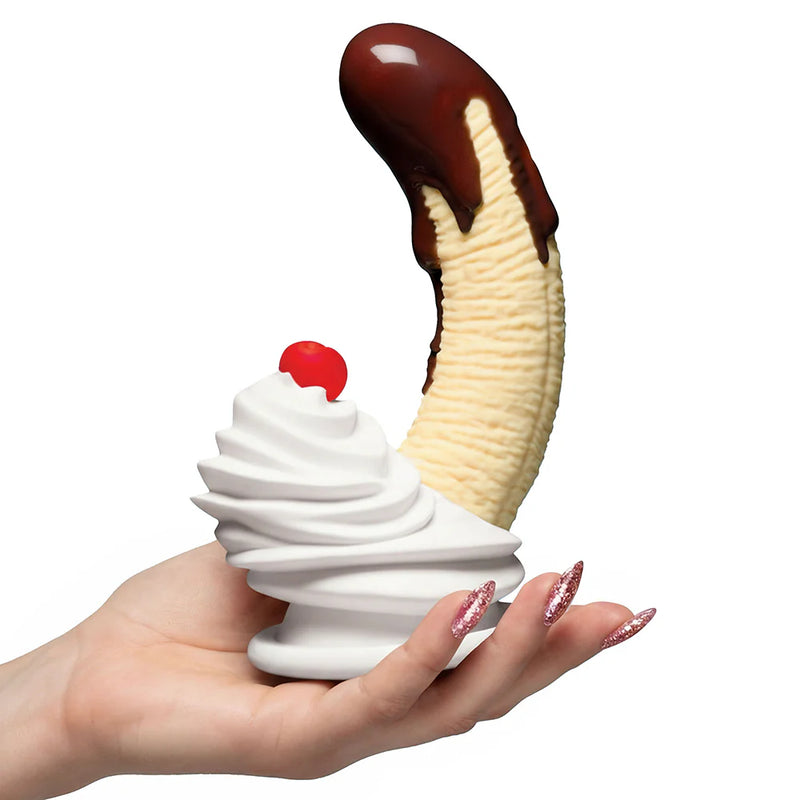 Simply Sweet Chocolate Dipped Banana Split Premium Silicone Dildo With Suction Cup