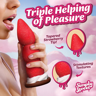 Simply Sweet Strawberry Sweet Cream Premium Silicone Dildo With Suction Cup