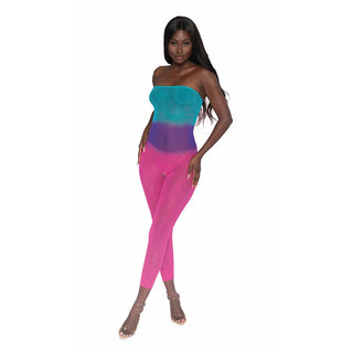 Dreamgirl Reversible Ombre Neon Rainbow Mesh Bodystocking