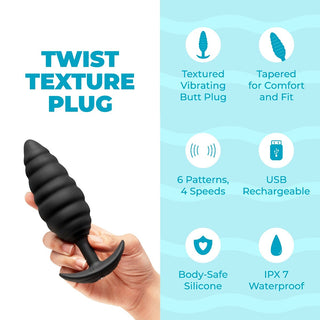 b-Vibe Twist Texture Vibrating Plug Black