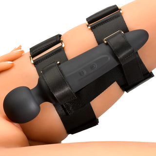 Master Series Thunderstick Thigh Strap Remote Controlled Vibrating Wand with Harness