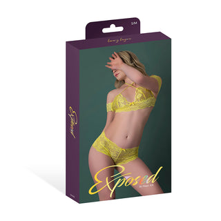 Magic Silk Daffodil Dreams Bardot Sleeve Halter Top & Boy Short Set Yellow