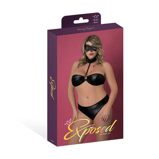 Magic Silk Sinful Bandeau with Removable Choker, Panty & Mask Set Black