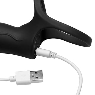 JOCK Enhancers Double Thrust Thrusting & Vibrating Double Penetration C-Ring w/ Remote