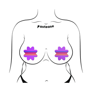 Pastease Rainbow Retro Stripes Print Petal Nipple Covers