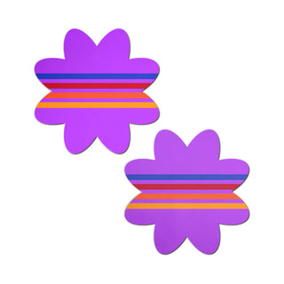 Pastease Rainbow Retro Stripes Print Petal Nipple Covers