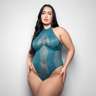 Fantasy Lingerie Elusive Kasmira Monowire Teddy with High Halter Neckline