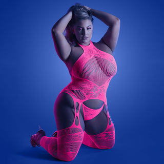 Fantasy Lingerie Glow Captivating High Neck Halter Bodystocking & G-String Panty