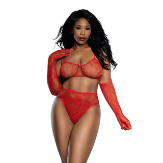 Dreamgirl Lace Seamless 3-Piece Lingerie Set