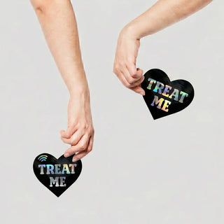 Neva Nude Treat Me Holographic Heart Smart NFC Nipple Pasties