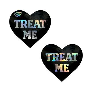 Neva Nude Treat Me Holographic Heart Smart NFC Nipple Pasties