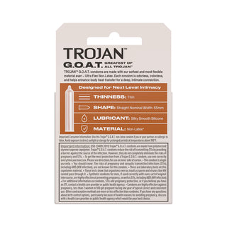 Trojan G.O.A.T Non-Latex Silicone Lubricated 3-Pack Condoms