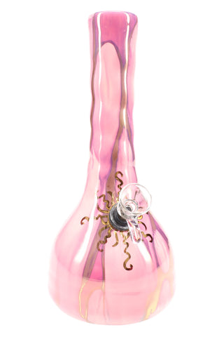 Ancient Creations 9″ Gold Sunburst Ceramic Beaker Bong