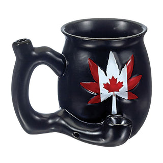 CANADIAN LEAF ON BLACK CHUBBY PREMIUM ROAST & TOAST PIPE MUG