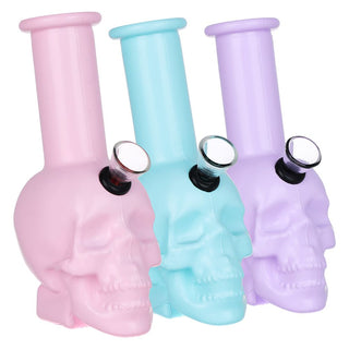 SeshGear Pastel Skull Glass Water Pipe - 6" / Colors Vary - Horny Stoner
