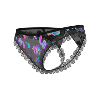 Magic Silk Hazy Dayz Crotchless Panty with Open Back Mushroom - Horny Stoner