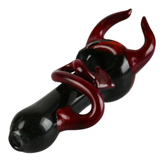 Devil Horns & Tail Fritted Hand Pipe - 5.75" - Horny Stoner