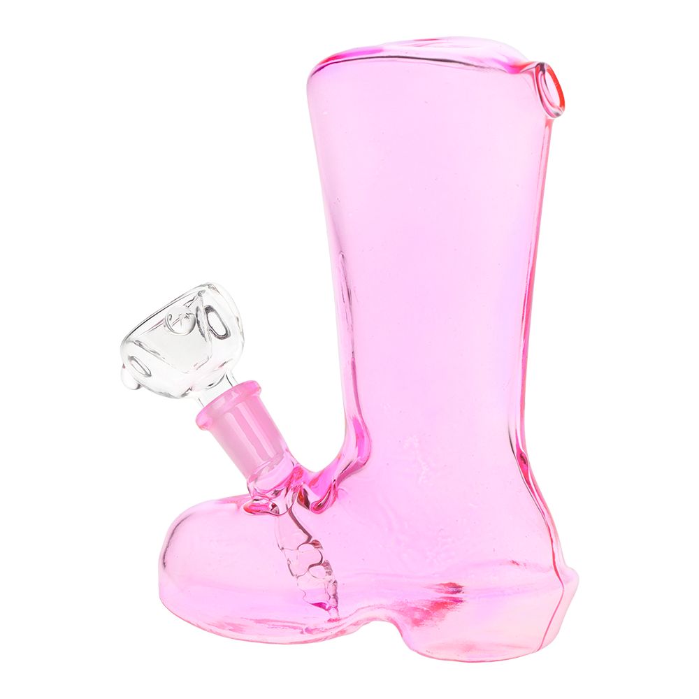 Boot-iful Mini Glass Water Pipe - 5" / 10mm F / Colors Vary - Horny Stoner