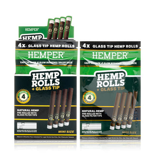 Pre-Rolled Mini Size Glass Tipped Hemp Rolls | 4PK Display