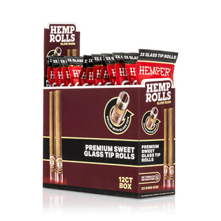Pre-Rolled 2PK King Size Glass Tipped Hemp Rolls | 12ct Display