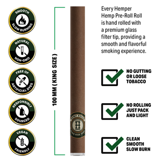 Pre-Rolled 2PK King Size Glass Tipped Hemp Rolls | 12ct Display