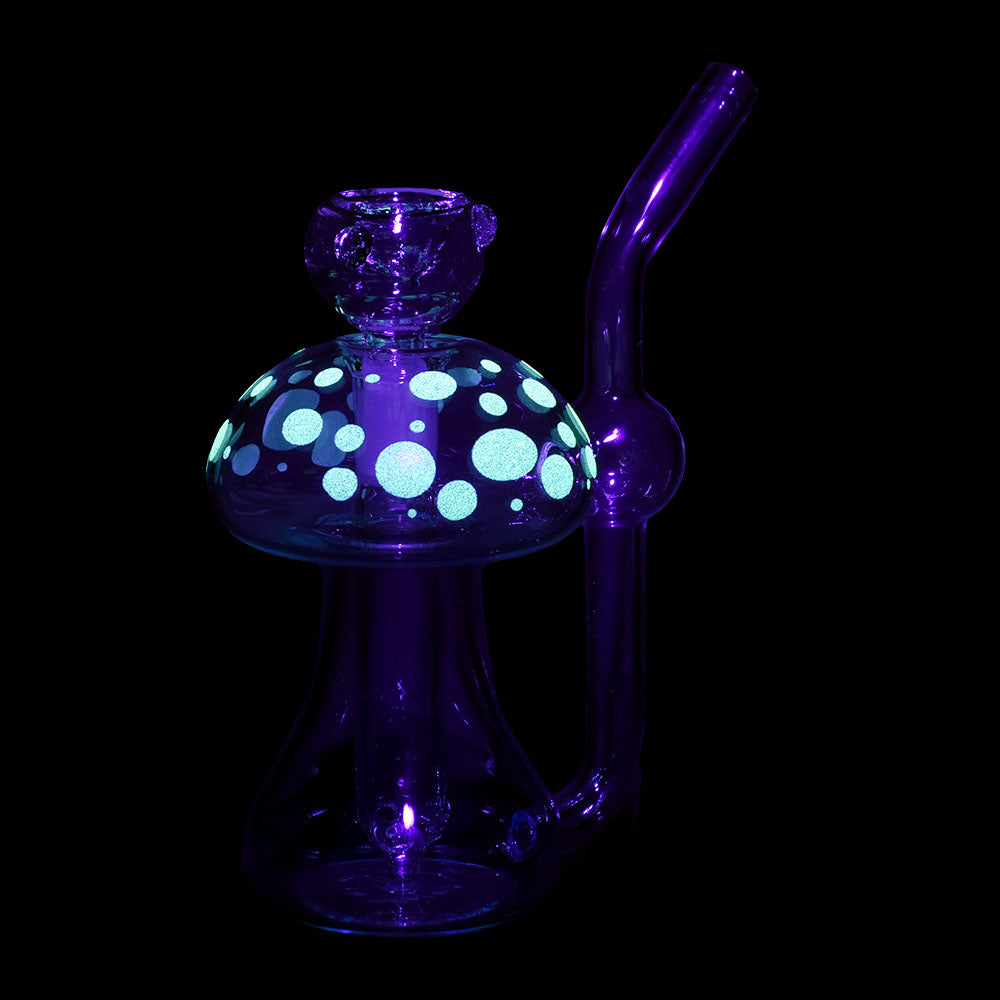 Phosphorescent Fungi Glow in the Dark Glass Bubbler - 4.75" / 14mm F / Colors Vary - Horny Stoner