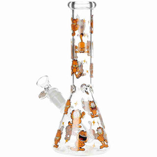 Stoned Orange Cat Beaker Glass Water Pipe - 10" / 14mm F